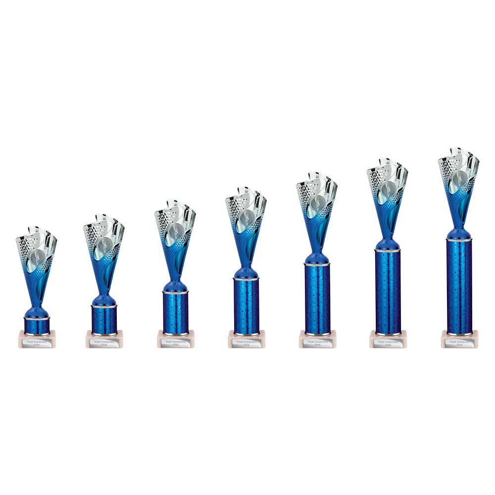 Rodeo Blue & Silver Tube Trophy