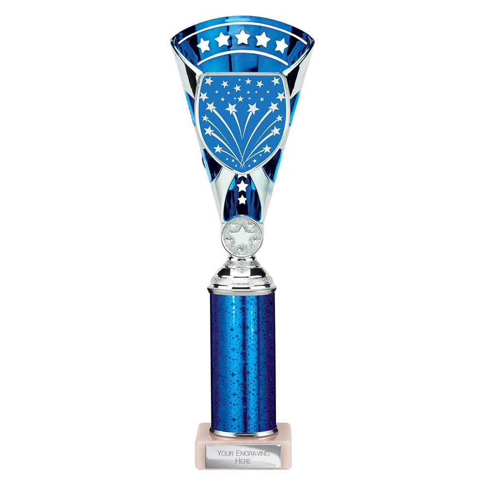 Cobra Star Blue & Silver Tube Trophy