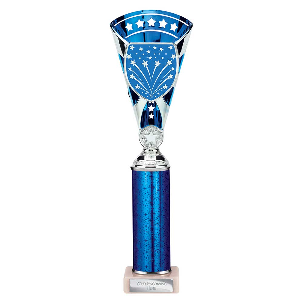 Cobra Star Blue & Silver Tube Trophy