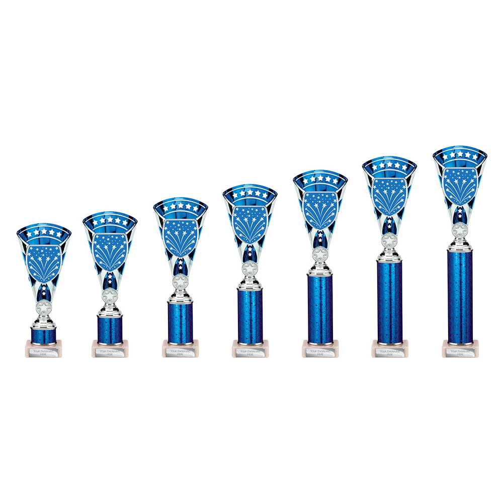Cobra Star Blue & Silver Tube Trophy