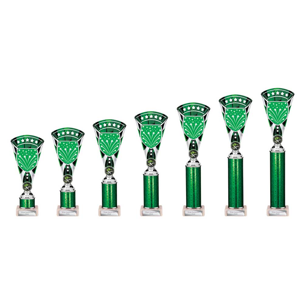 Cobra Star Green & Silver Tube Trophy