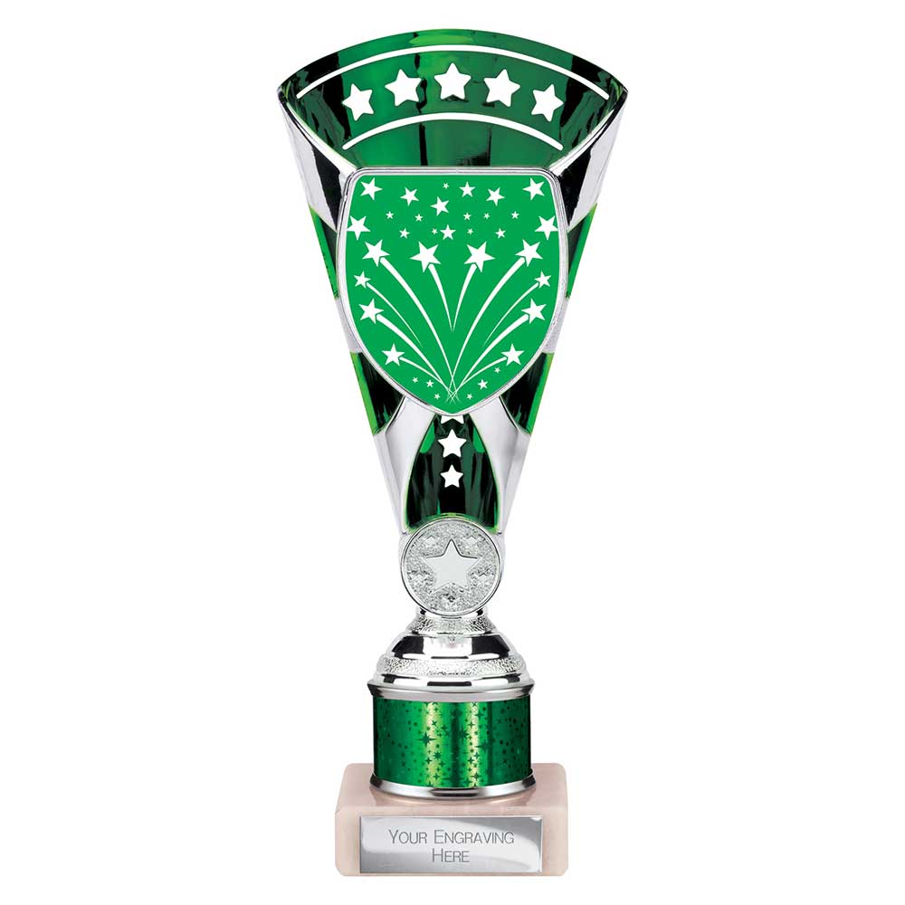 Cobra Star Green & Silver Tube Trophy – 230mm