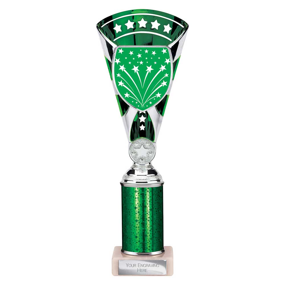 Cobra Star Green & Silver Tube Trophy