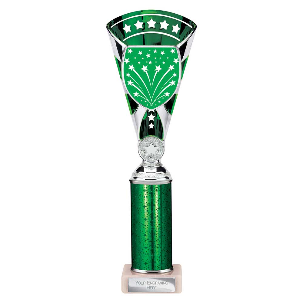Cobra Star Green & Silver Tube Trophy