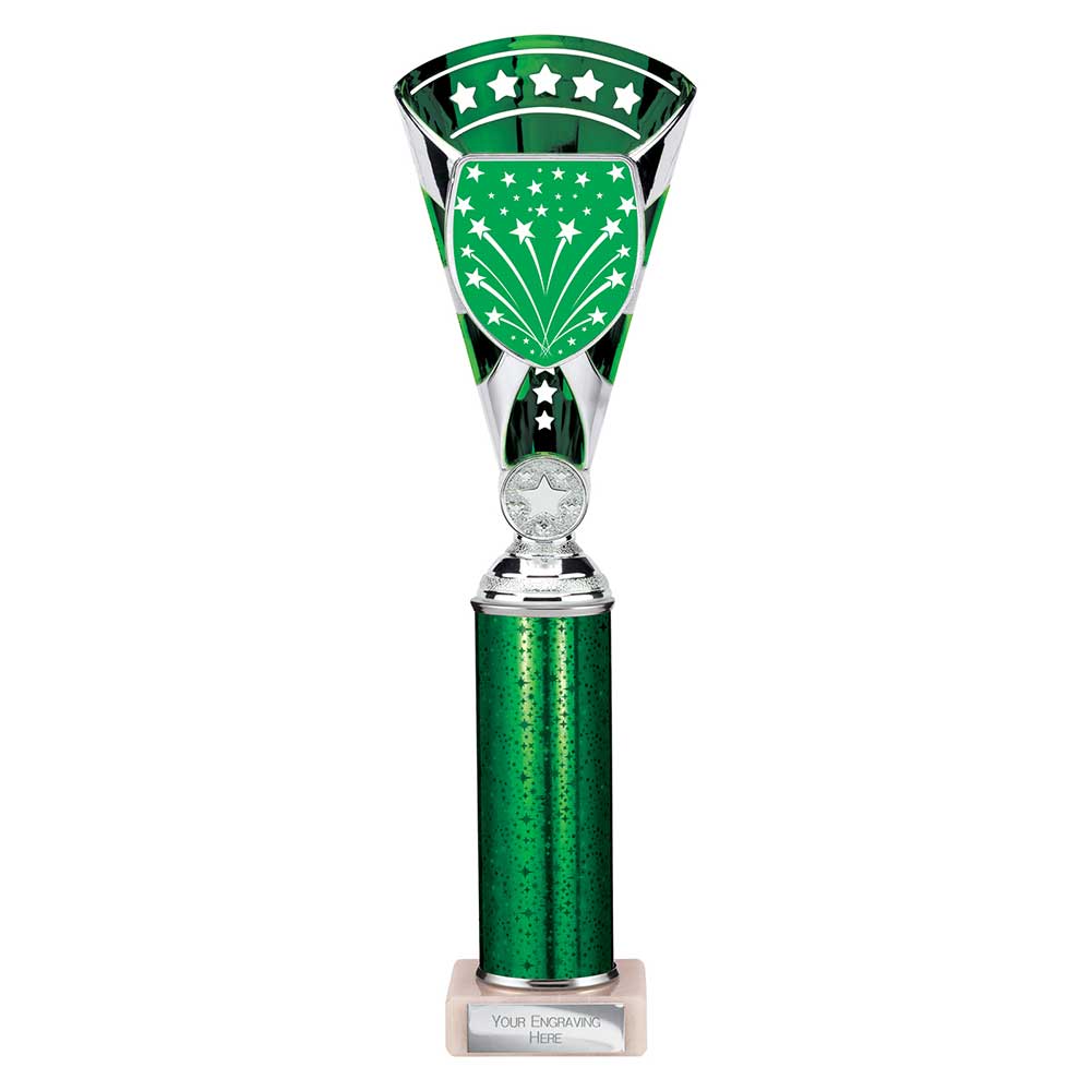 Cobra Star Green & Silver Tube Trophy – 330mm