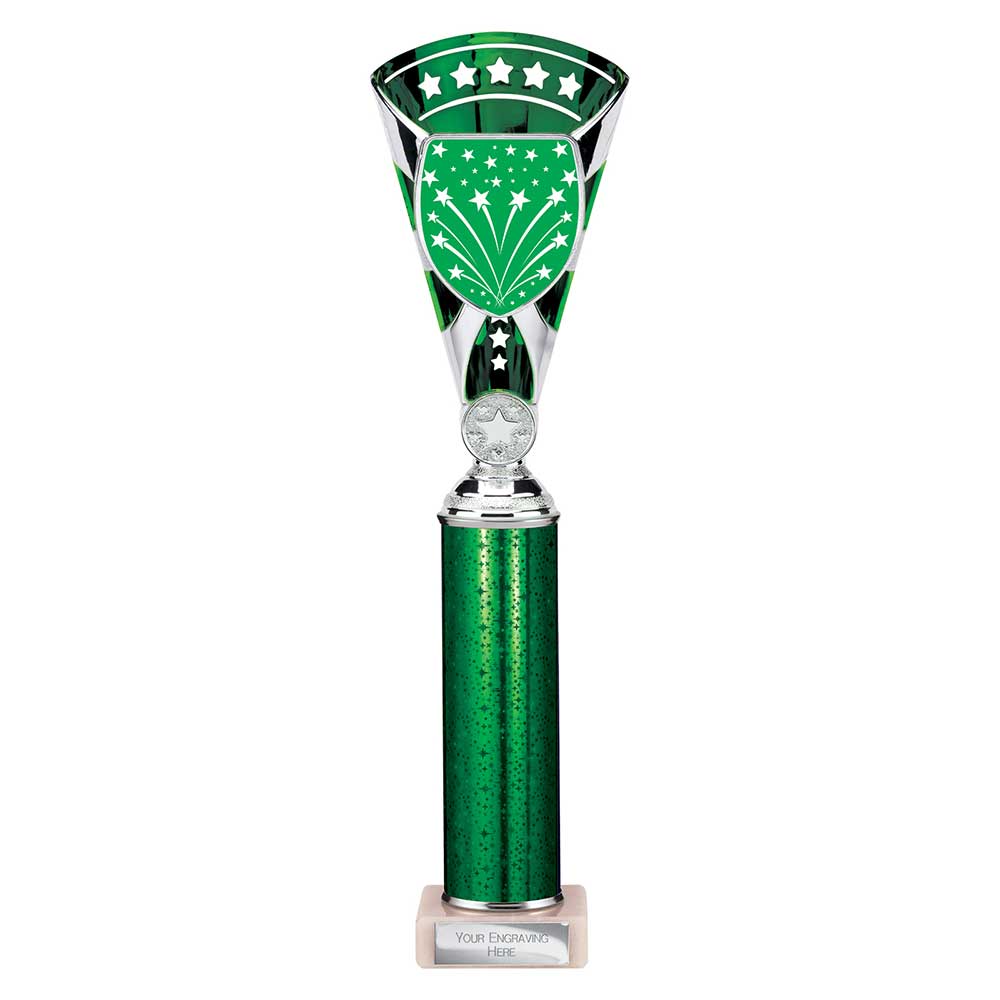 Cobra Star Green & Silver Tube Trophy – 355mm