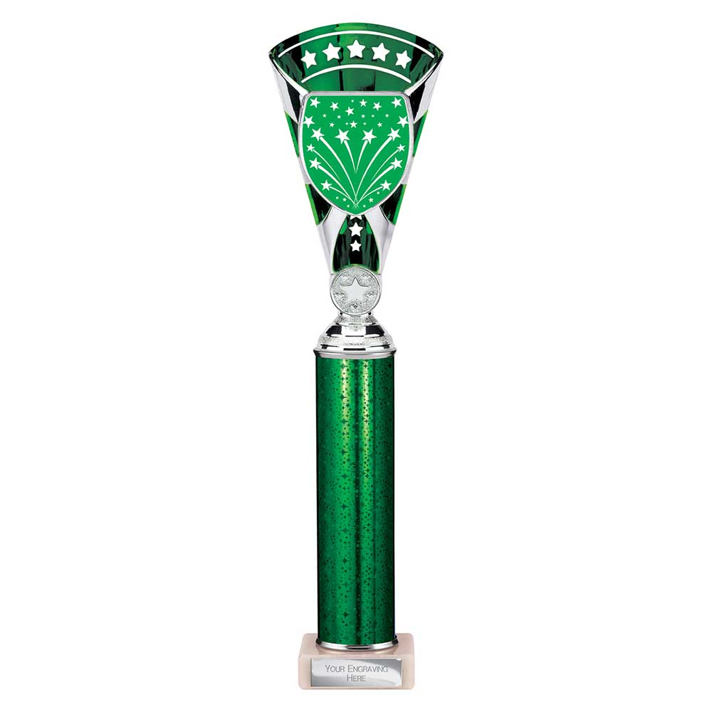 Cobra Star Green & Silver Tube Trophy