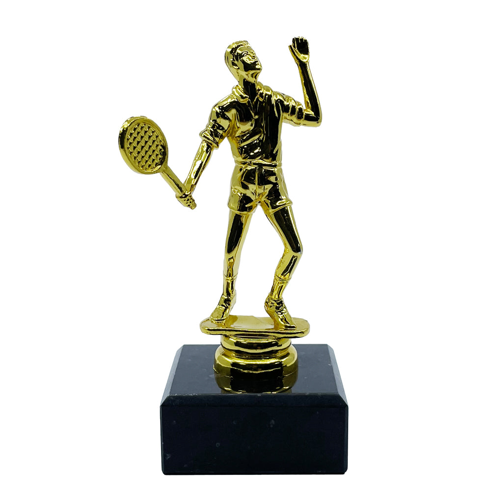 Tennis Trophy with Marble Base Gold by School Badges UK