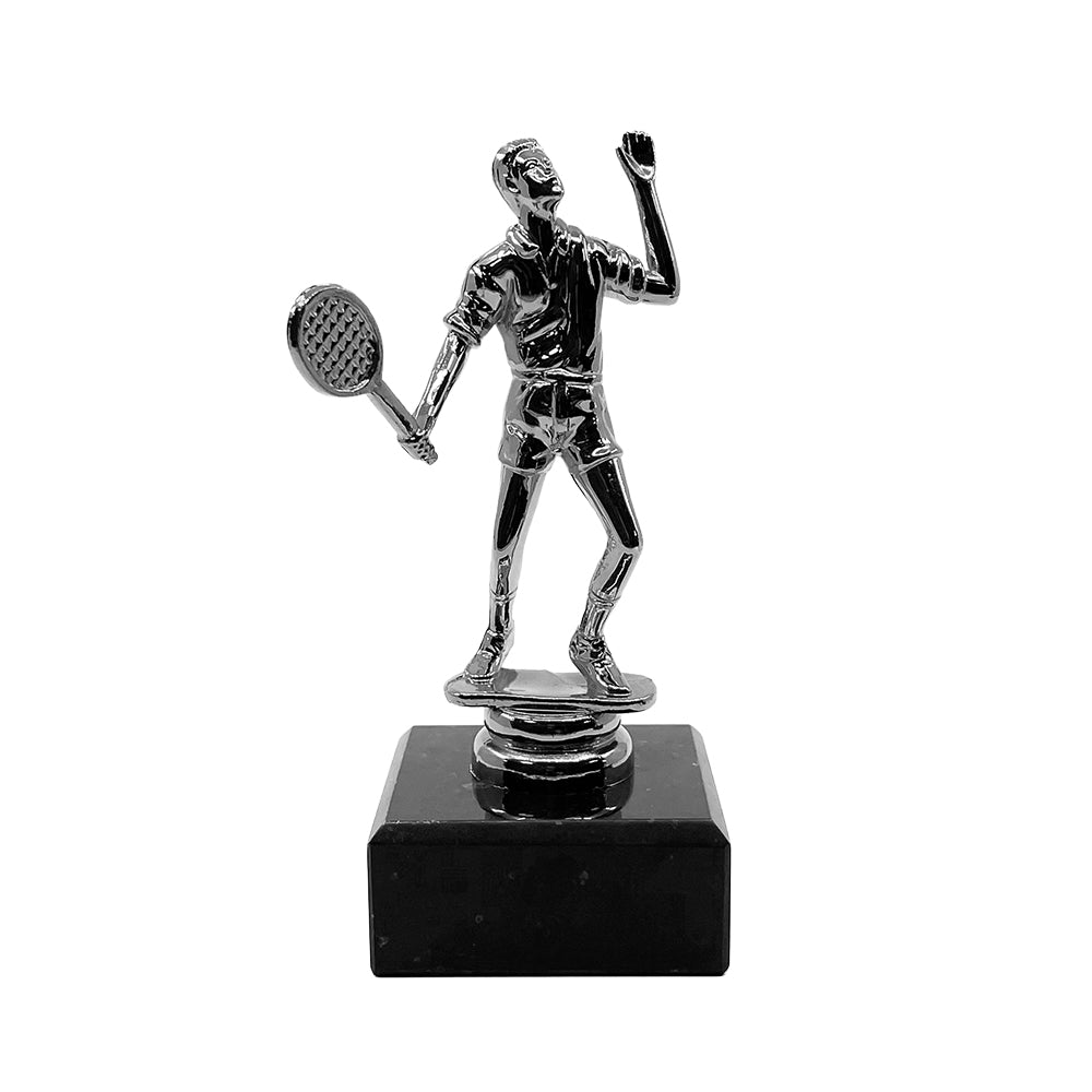Tennis Trophy with Marble Base Silver by School Badges UK