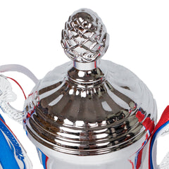 Victory Cup Silver Trophy Top Zoomed by School Badges UK