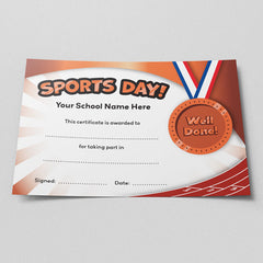 Sports Day Well Done Certificate (Pack of 10) by School Badges UK