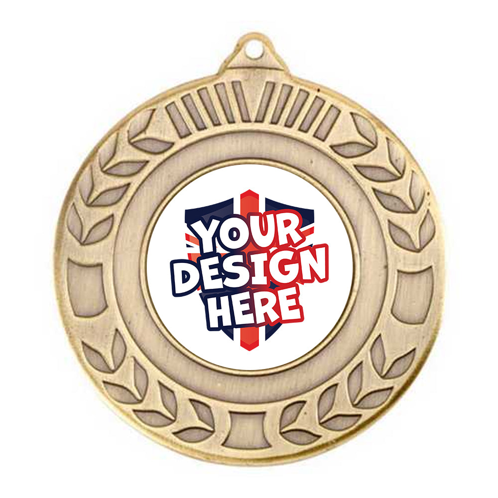 Custom Wreath Antique Gold Medal