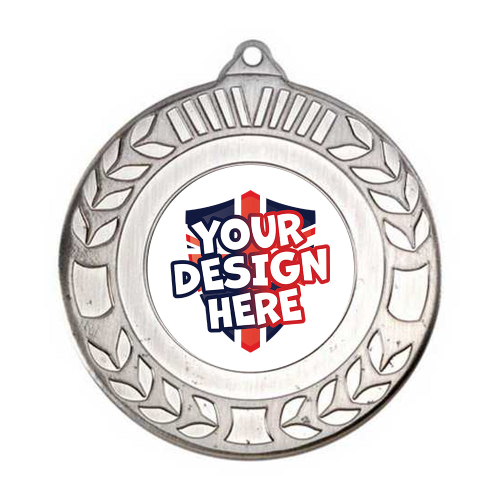Custom Wreath Antique Silver Medal