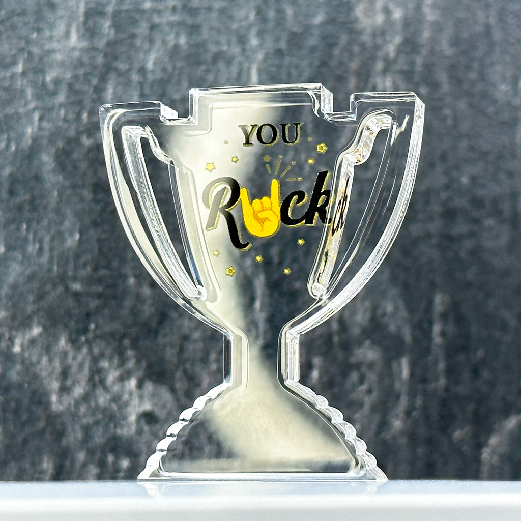 You Rock Clear Acrylic Trophy by School Badges UK