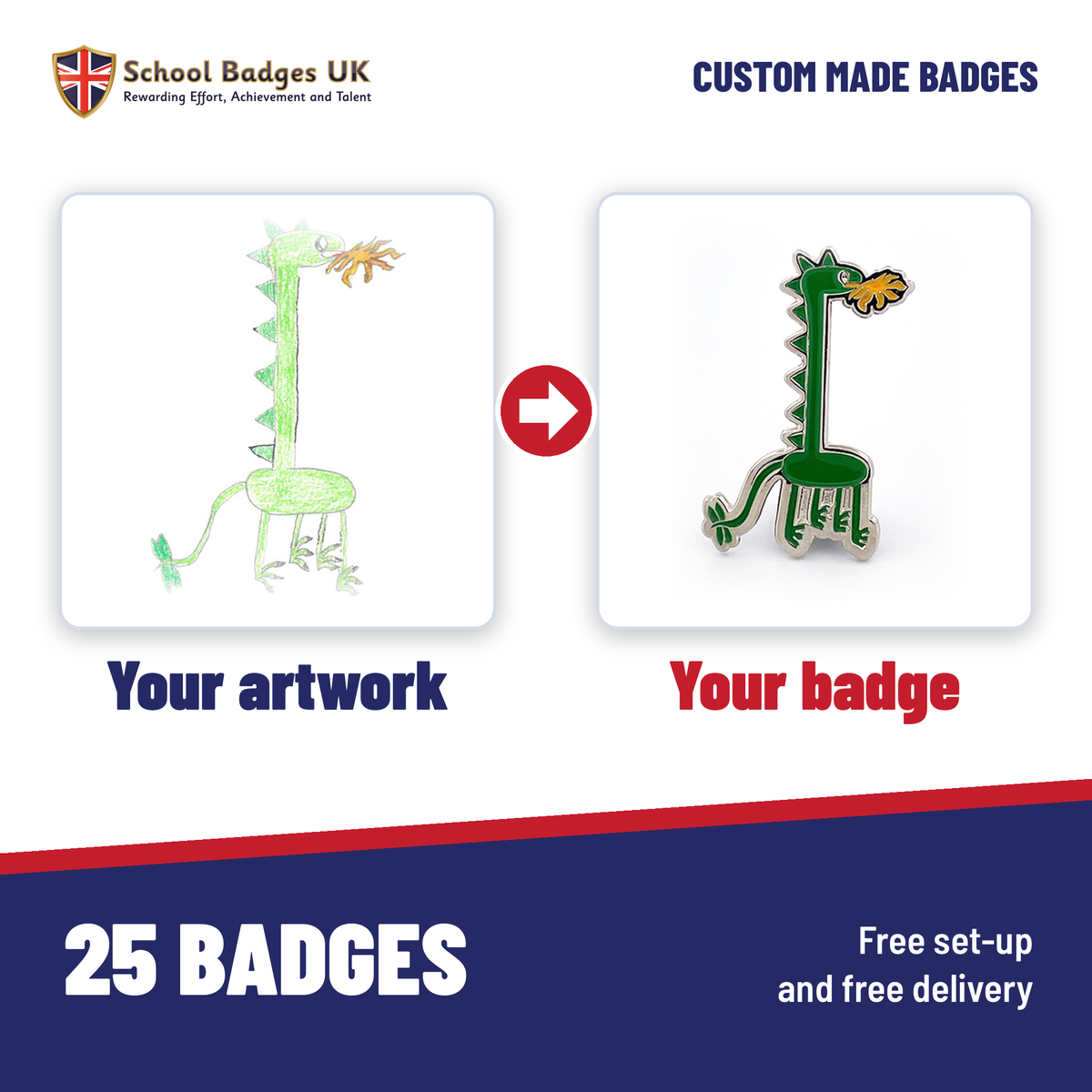 Your artwork turned into a custom school badge