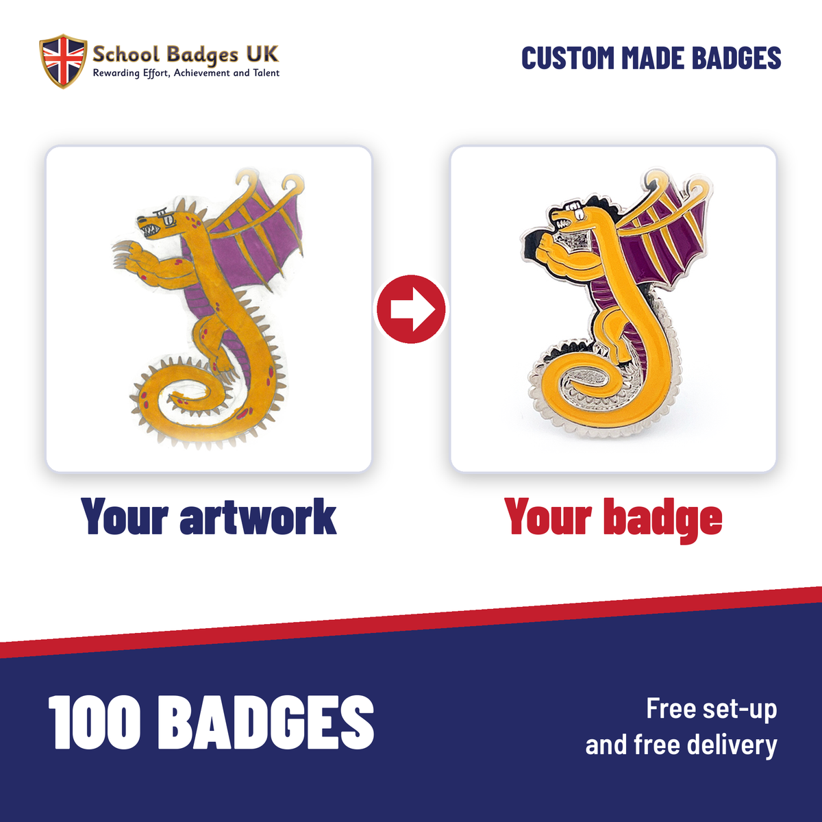 Your artwork turned into a custom school badge