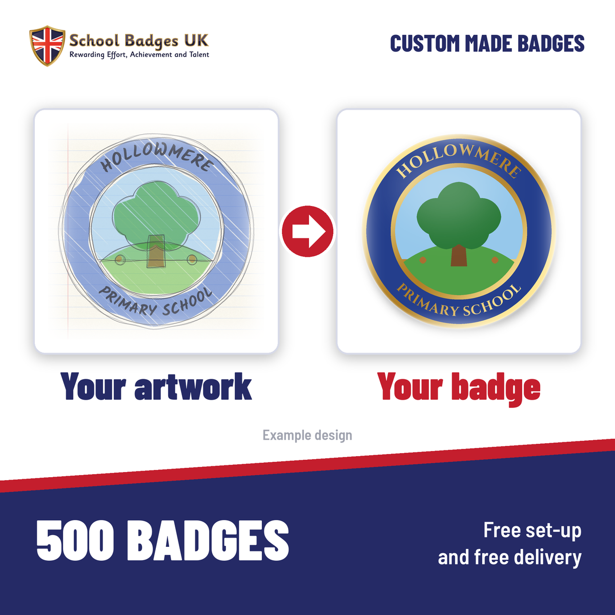 Your artwork turned into a custom school badge