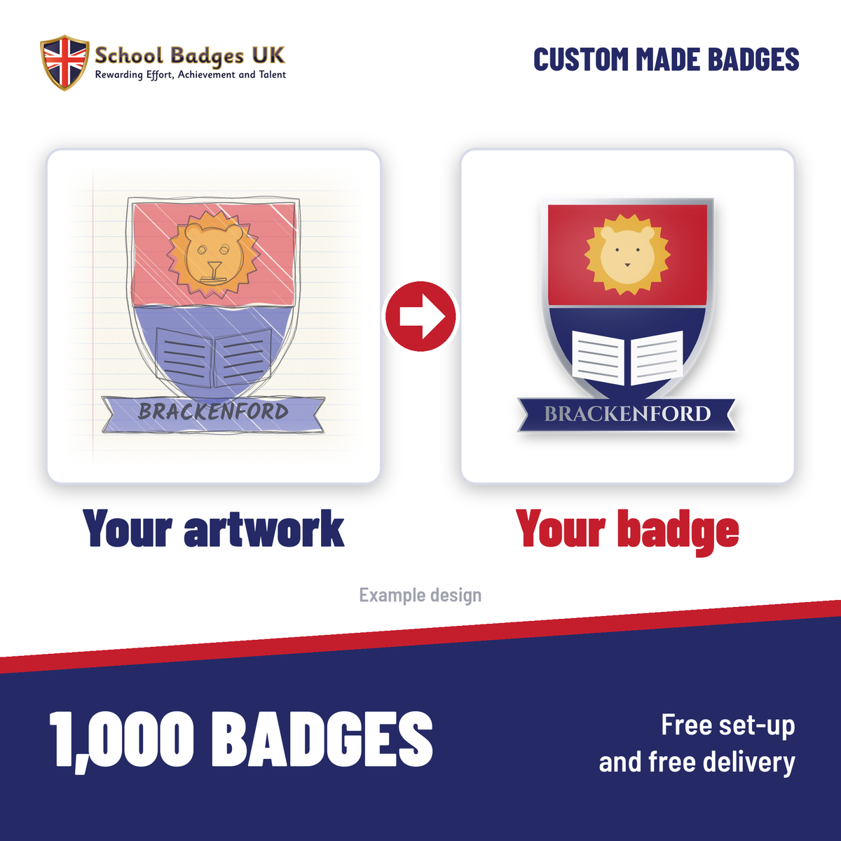 Your artwork turned into a custom school badge