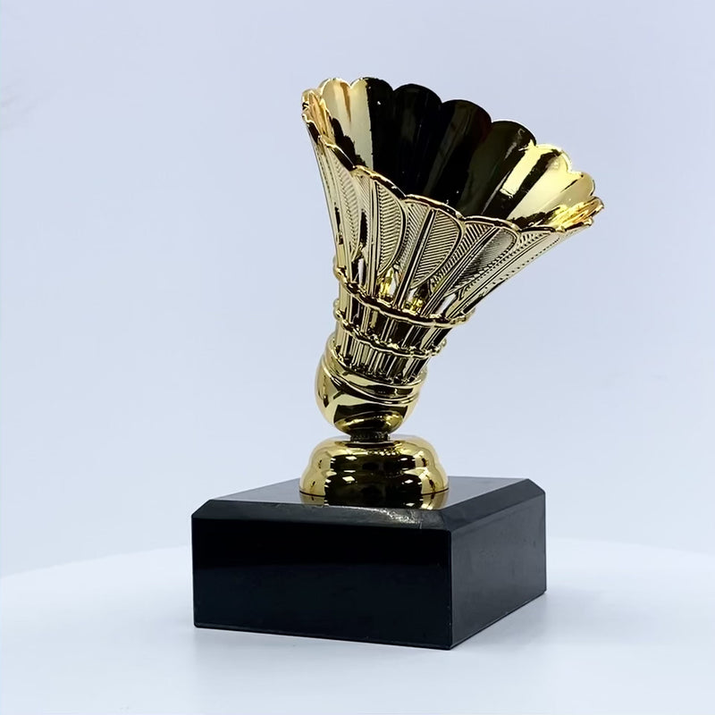 Badminton Trophy with Marble Base Video by School Badges UK
