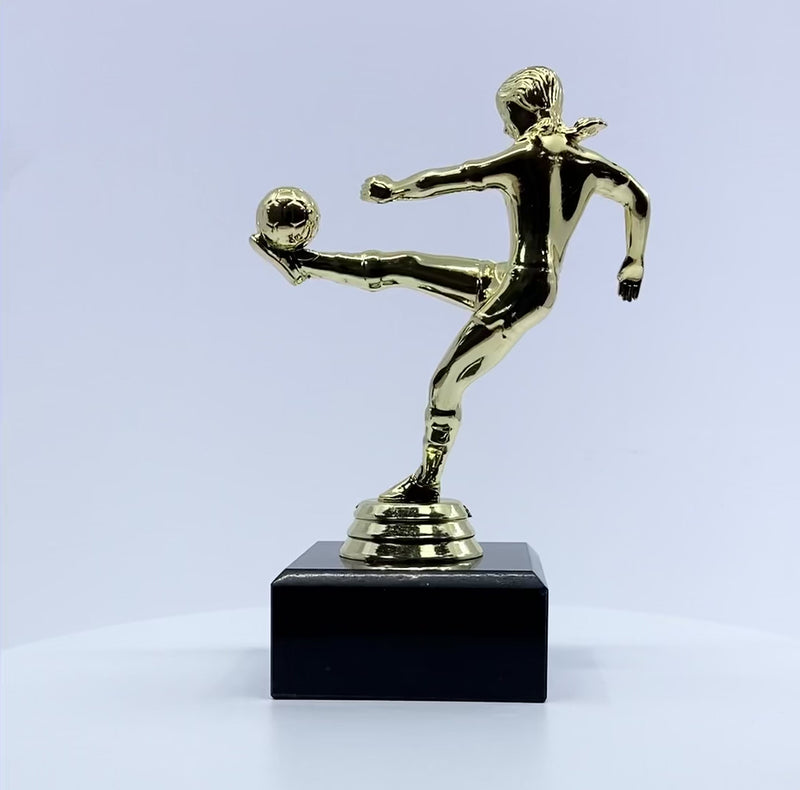 Girls Volley Football Trophy with Marble Base Video by School Badges UK