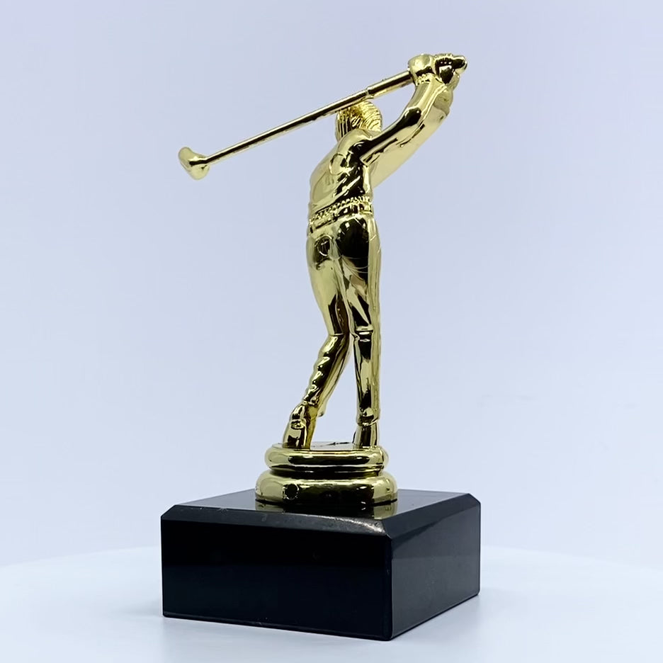 Load video: Golf Trophy with Marble Base Video by School Badges UK