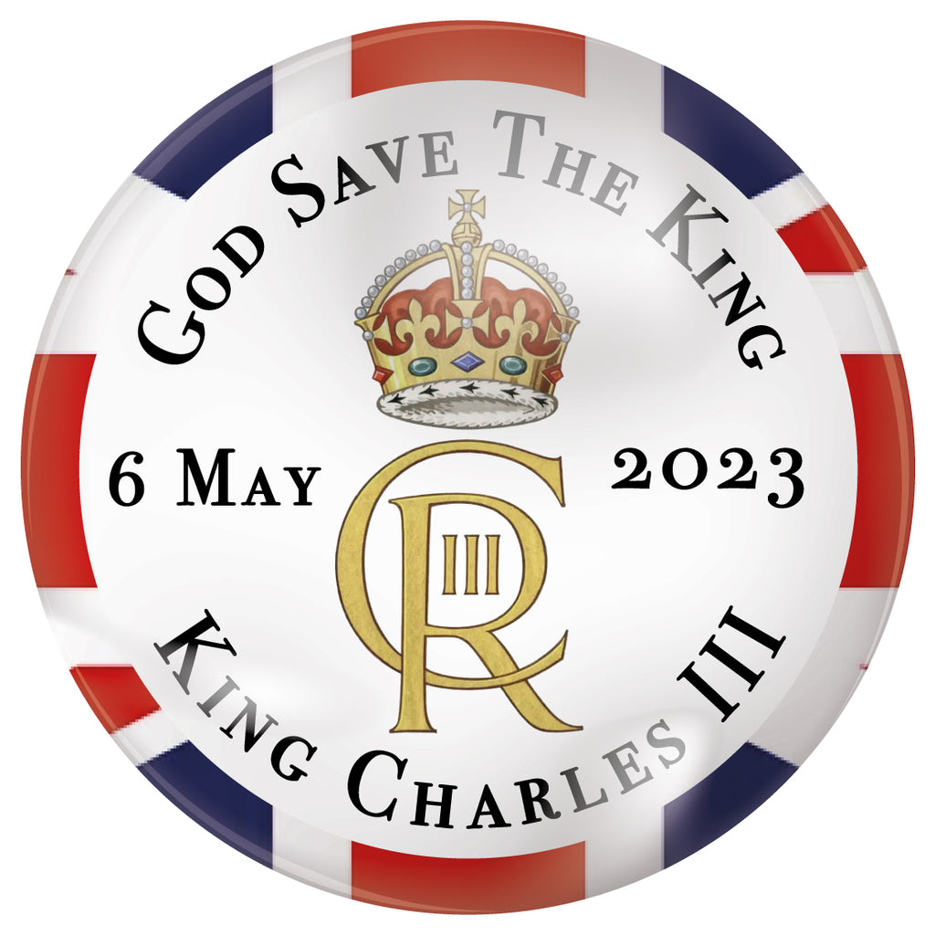 King Charles III Coronation Plastic Button Badges (Pack of 25)