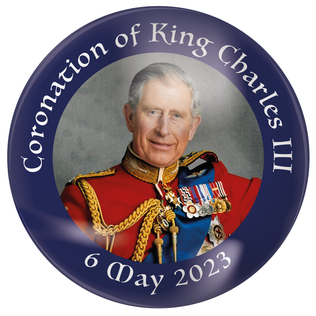 King Charles III Coronation Plastic Button Badges (Pack of 25)