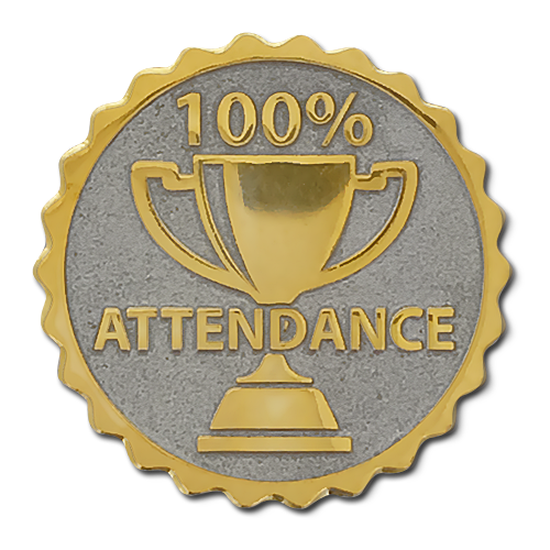 100% Attendance Badge by School Badges UK