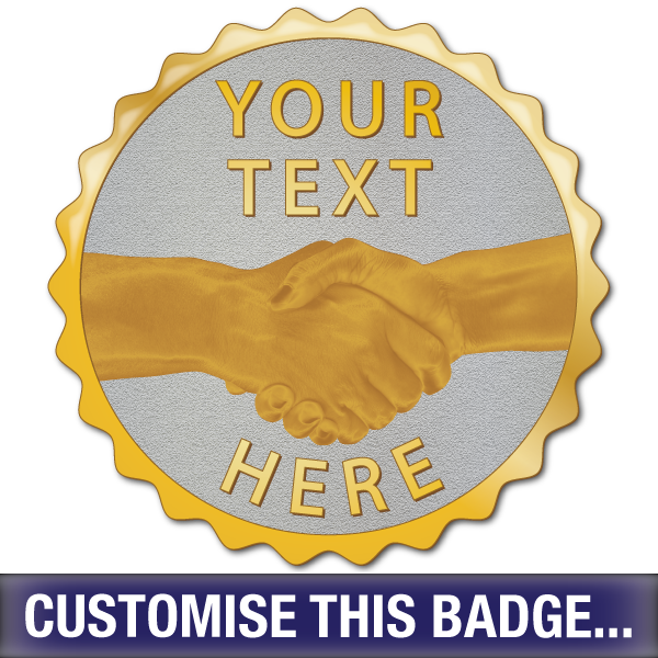 Personalised Scalloped Handshake Badge by School Badges UK