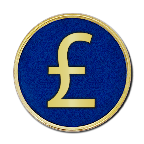 Pound Sign Round Badge by School Badges UK