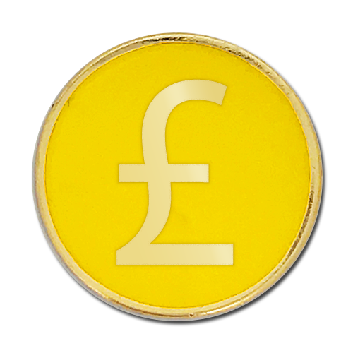 Pound Sign Round Badge by School Badges UK