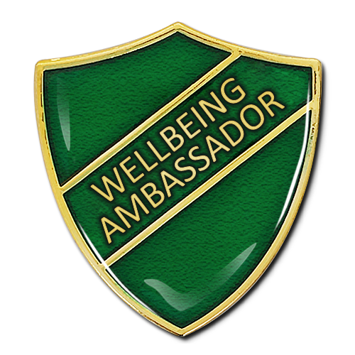 Wellbeing Ambassador Shield Badge by School Badges UK