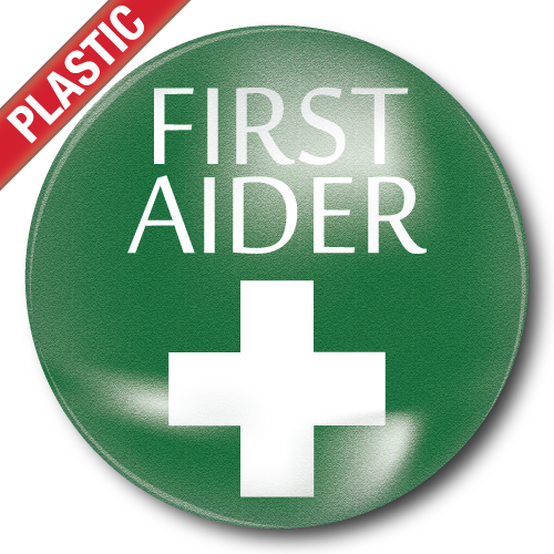 First Aider Plastic Button Badge by School Badges UK