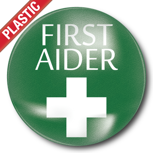 First Aider Plastic Button Badge By School Badges UK first-aider-plastic-button-badge-by-school-badges-uk