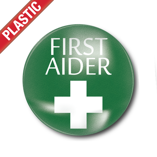 First Aider Small Plastic Button Badge by School Badges UK