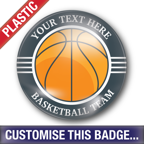 Personalised Plastic 'Basketball Team' Button Badge by School Badges UK