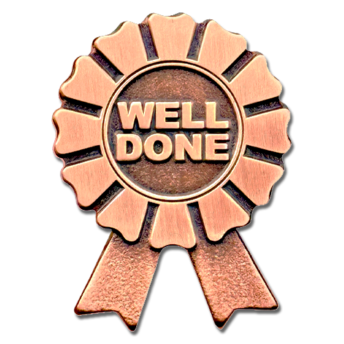 Well Done Rosette Badge by School Badges UK
