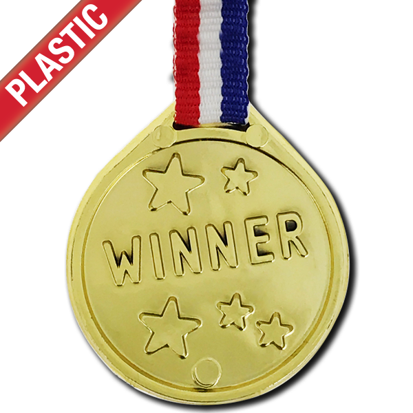 Plastic Gold Winner Medal by School Badges UK