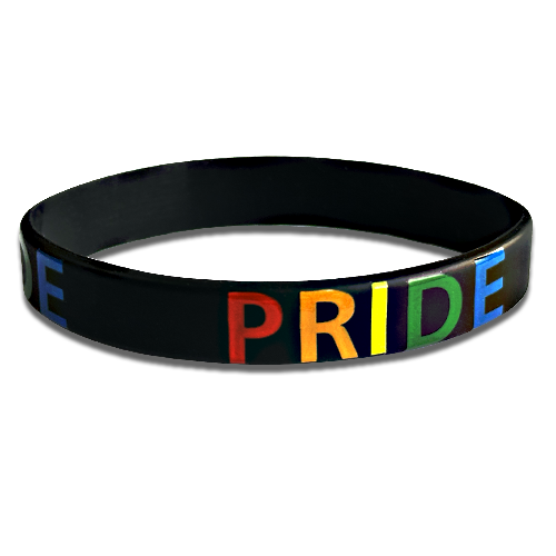 Pride Wristband (Black with text) - Adult Size by School Badges UK