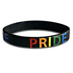 Pride Wristband (Black with text) - Adult Size by School Badges UK