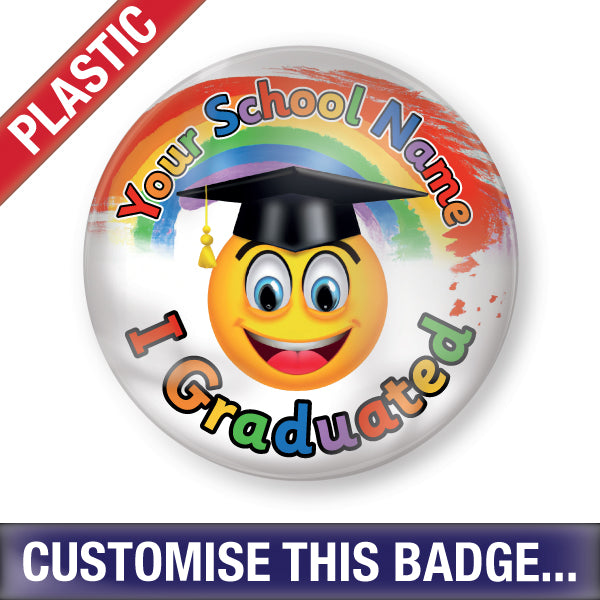 Personalised Plastic Graduation Button Badge by School Badges UK